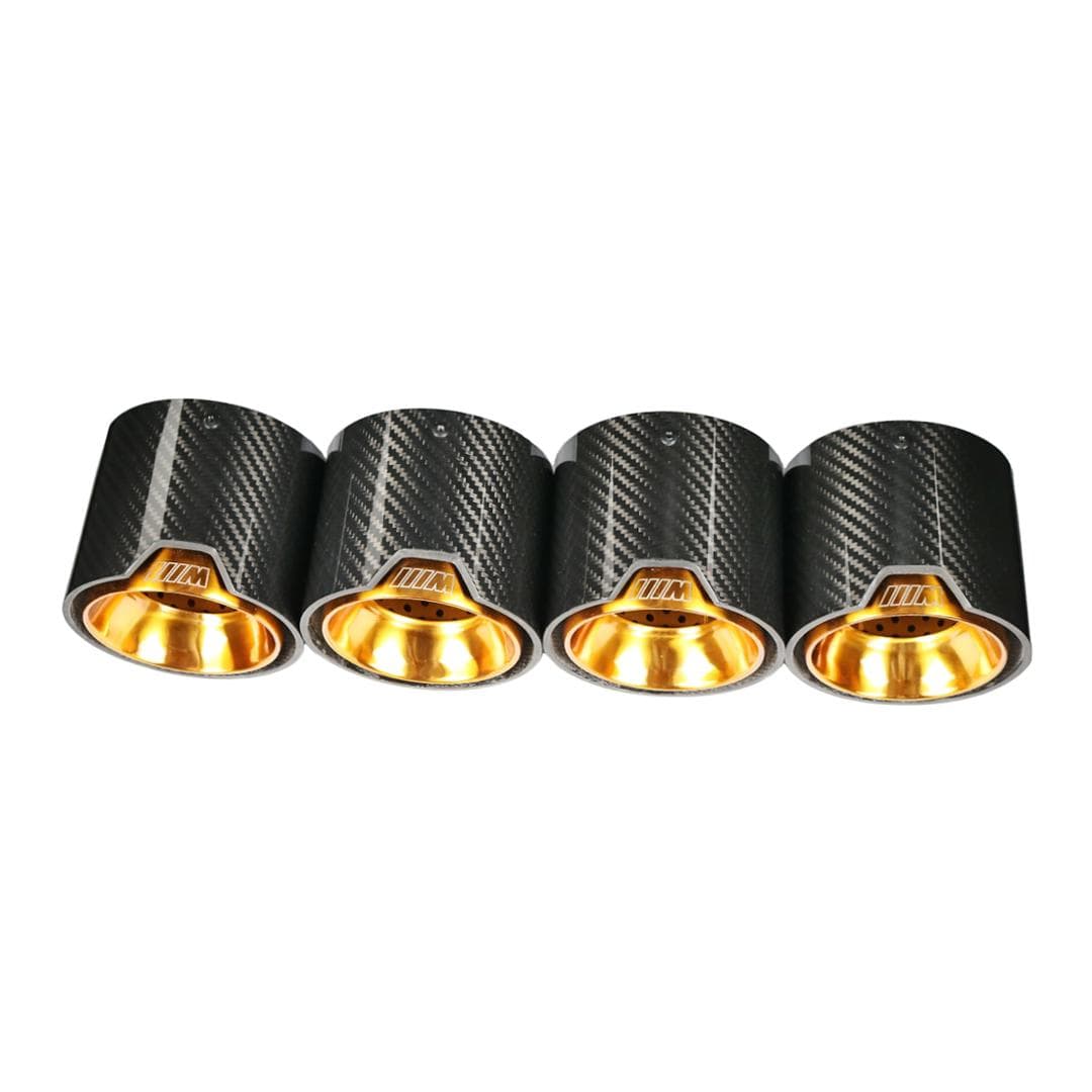 BMW M3/M4 Gold M Performance Style Carbon Fibre Exhaust Tips (G80/G81/G82/G83) - Twenty Two Tuning Exhaust Tips