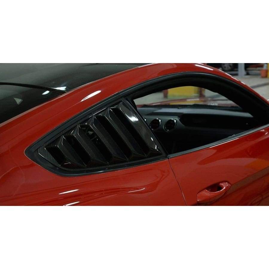 Ford Mustang (6th Gen.) Pre-Facelift Carbon Fibre Rear Window Trims - Twenty Two Tuning Rear Windows