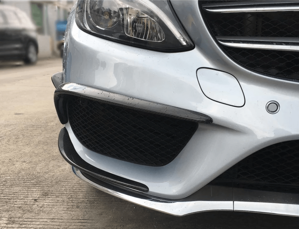 Mercedes Benz C-Class/C43 (A205/C205/W205) Carbon Fibre Front Fog Surround Trim - Twenty Two Tuning Front Canards/Bumper Inserts