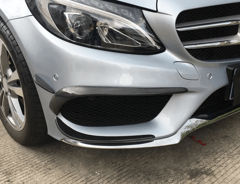 Mercedes Benz C-Class/C43 (A205/C205/W205) Carbon Fibre Front Fog Surround Trim - Twenty Two Tuning Front Canards/Bumper Inserts