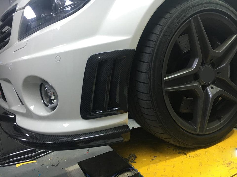 Mercedes Benz C63 (W204) PFL Carbon Fibre Front Bumper Canards - Twenty Two Tuning Front Canards/Bumper Inserts